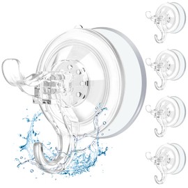 AENTGIU Suction Cup Hooks, 5 Pack Wreath Hangers for Front Door with Adhesive Suction Tab Hold up to 11LB, Watertight Removable Strong Wreath Hanger for All Surfaces