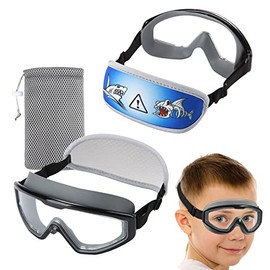 Swim Goggles for Kids 6-14, Kids Goggles No Tangle，Kids Swim Goggles Pain Free, Black Boys Swimming Mask - Fabric Elastic Strap & Soft Band ( Shark )