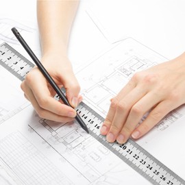 30 Pieces Metal Ruler 12 Inch Stainless Steel Rulers Metal Rulers with Imperial Metric Measurements Etched Markers Straight Edge Ruler Metal Rulers Bulk for School Classroom Home Office Supplies