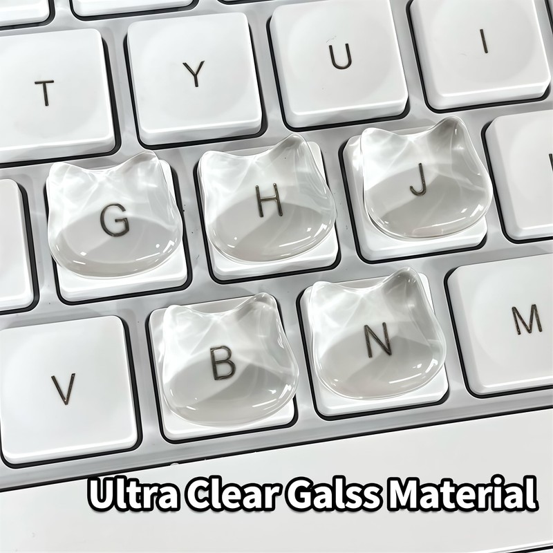 VNLEXMC Transparent Glass Long Nail Keyboard Caps – 80 Raised