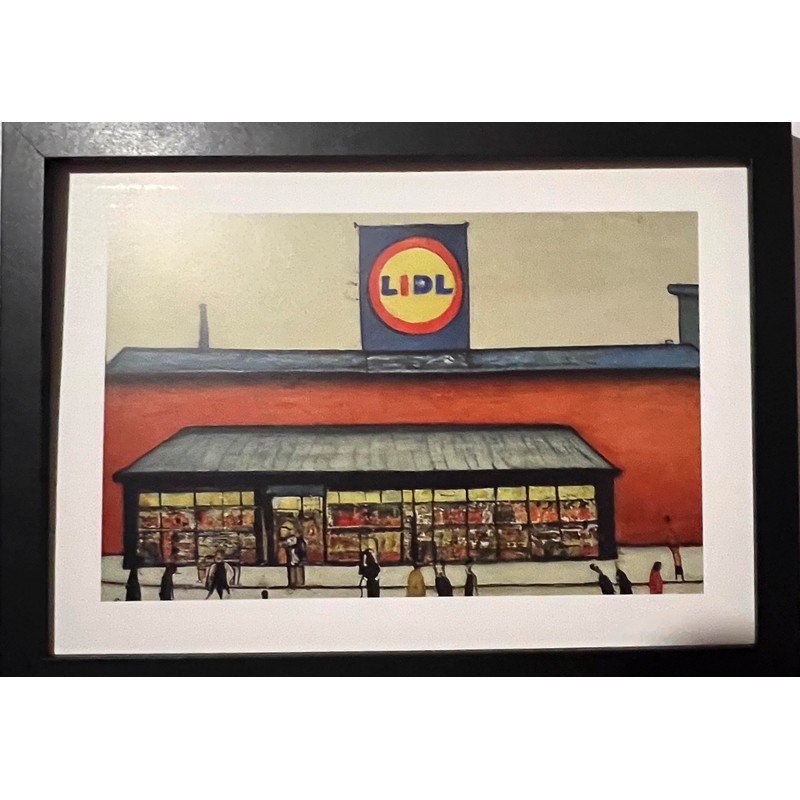 Lowry-Style Framed Print. Beautiful Black Ash Frame (Lowry, LS Lidl)