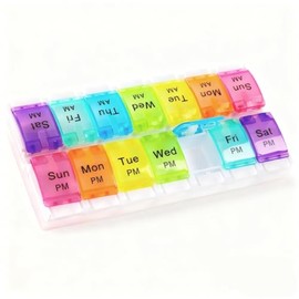 Pastillero Semanal, Organizador de Medicamentos Pastillas con 7 Compartimentos Dosificador de Comprimidos 7 Dias Dos veces al día Pastillero Diario de Viaje