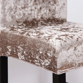 ele ELEOPTION Stretch Bar Stool Chair Cover Slipcover with Backrest Velvet Counter Stool Covers Removable Washable Short Back Stool Cover for Hotel, Wedding Banquet, Dining Room,Light gold, 4 pack