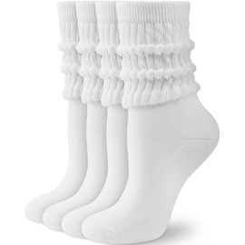 HONGTEYA Slouchy Crew Socks for Women Soft Scrunch Socks Cute Fashion Retro for Boot Sneakers Size 5-11 (White*2)