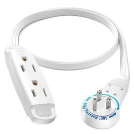 Maximm - Cable de extensión Plano Giratorio de 360 Grados, Cable de alimentación de 3 Tomas, con certificación UL, Color Blanco