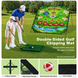 CLASMAX Golf Chipping Game Set, Double-Sided Mat, Outdoor Game for Adults