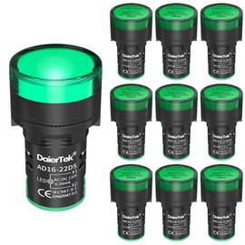 DaierTek 120V LED Indicator Light Green 110V Power Energy Pilot Light Saving Indicator 22MM (7/8") 120 Volt AC/DC -10Pcs