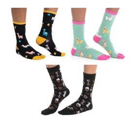 Calcetines con diseño de chanclas y dedos grandes, en V, 3 pares de calcetines coloridos de mezcla de algodón cálidos, Llama, Shoe Size: W 8.5-11, M 7-10