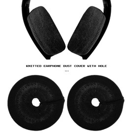 ECSiNG 2 Pair Knit Fabric Washable Headphone Covers with Hole Earphone Covers Ear Pads Protector Stretchable Sanitary Earcup 8-11cm Headset Black&Red