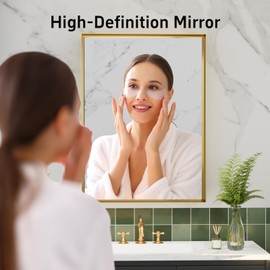 Dimelax 22x30 Inch Gold Bathroom Mirrors for Over Sink, Rectangular Vanity Mirror, Wall Mounted Mirrors, Anti-Rust, Tempered Glass, Framed Vanity Mirror, Horizontal or Vertical