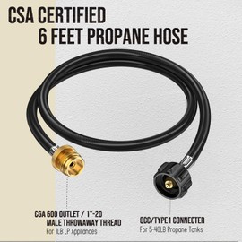 6 Feet Propane Adapter Hose 1 lb to 20 lb Converter, 5-40 lb Tank Propane Hose Extension Replace Bulk Portable Connect 1 LB Appliance for Buddy Heater, Stove, Blackstone Griddle, Weber Q-Grill