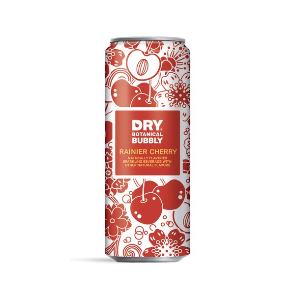 DRY Non-Alcoholic Cherry Botanical Bubbly I 4 Clean Ingredients I Delicious Way to Be Sober & Social I Zero Proof Mocktail Mixer I Craft Non-Alcoholic Multi-Use Beverage, 12 Fl Oz (Pack of 12)