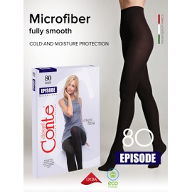 Conte Opaque Warm Thick Durable Microfibra Tights Episode 80 Den, Black (Nero), Small