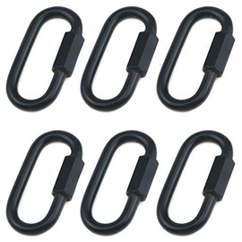 Quluxe Heavy Duty D Shape Chain Locking, M5 5MM Chain Quick Link Connector- Black (Pack of 6)