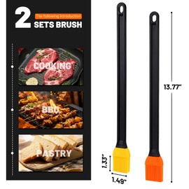 AmoreAngel CRAFTS 14-inch Dual-Color Silicone Basting Brush - Extra Long Handle forGrilling Baking, 2 Colors, Non-Slip Grip