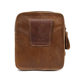 Jonon Mens Genuine Leather Fanny Pack Waist Bag Belt Pouch Bum Bags for Men Vintage (Brown)