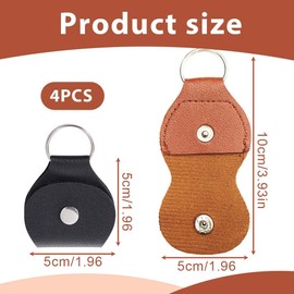 GXGM Pack of 4 Guitar Plectrums Key Ring Holder, PU Leather Guitar Pick Holder Key Fob Bag Plectrum Key Ring Case for Guitar Players, b