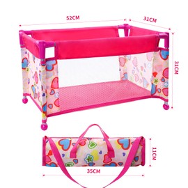 Doll Bed for 43 cm Doll, Dolls Bed Toy, Doll Travel Bed for Baby Born