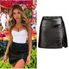 NASUN Women's Stretch Faux Leather Skirt High Waist Split Mini