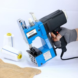 Babulas Bag Sewing Machine - 2s/bag Heavy Duty Portable Stitching Machine for Woven Bags, Non-Woven Fabrics, Leather | Warehouse & Farm Packing Tool (Blue, Corded - 110V AC)