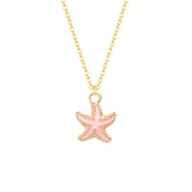 Dreuyet Starfish Necklaces for Women Dainty Alloy Enamel Ocean Starfish Pendant Necklaces Cute Tiny Summer Beach Necklace Jewelry Gifts for Best Friend (pink)