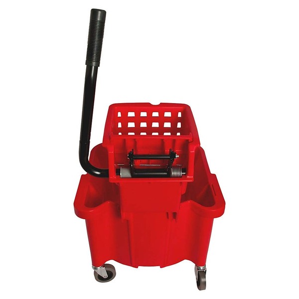 Genuine Joe GJO18800 Plastic Mop Bucket/Wringer Combo, 6.50 Gallon Capacity, Red