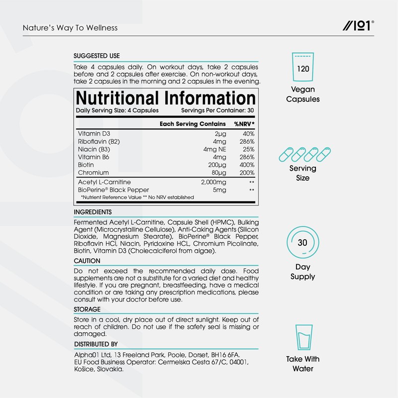 L-Carnitine 2000mg Complex with BioPerine® - Energy & Metabolism Support