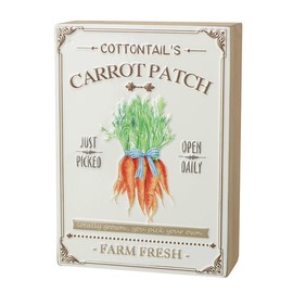 Heaven Sends Easter Cottontail's Carrot Patch Sign Standing Wooden Base Farm Sign Easter Decorations Décor 18cm x 13cm