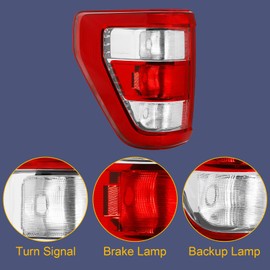 Vomal Tail Light Fit For 2021 2022 2023 Ford F150 F-150 XL 21 22 23 Rear Brake Lamp Left Driver Side (Chrome Trim)