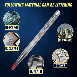 Dapetz ® 1PC Scriber Pen with Tungsten Carbide Tip 150mm - Portable Engraving & Etching Tool for Glass, Ceramics, Metal - Precision Craft & Engineer Tool with Clip, Silver