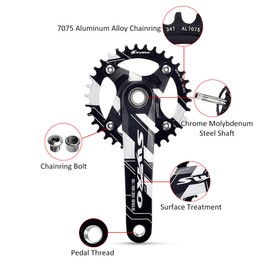 170mm 104 BCD Bicycle Crankset Crank Arm Set MTB Mountain Bike Crank Set with 34T/36T Chainring Bottom Bracket
