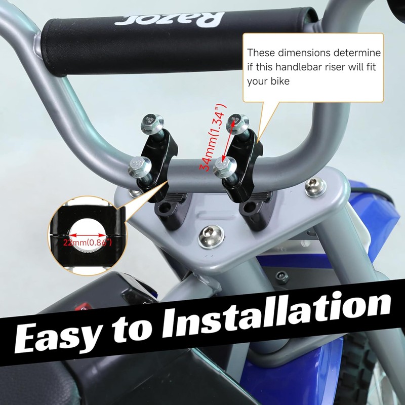 Motorcycle Handlebar Risers, 22mm Universal Mount Kit, 7/8 Inch Aluminum