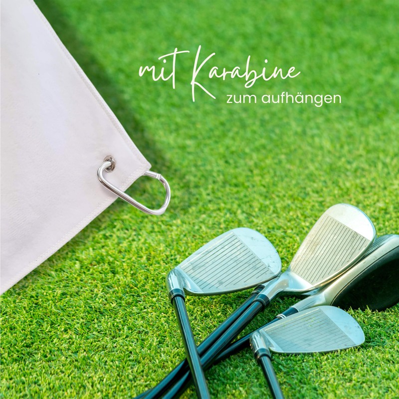 GRAZDesign Printed Golf Towel Gift for Golfers in White with