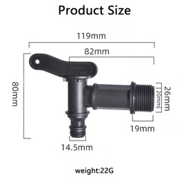 2 Pcs 3/4" Water Butt Tap, Snap Fit Hosepipe Rain Barrel Thread Replacement Water Tap for Water Butt Connector Pipe Link