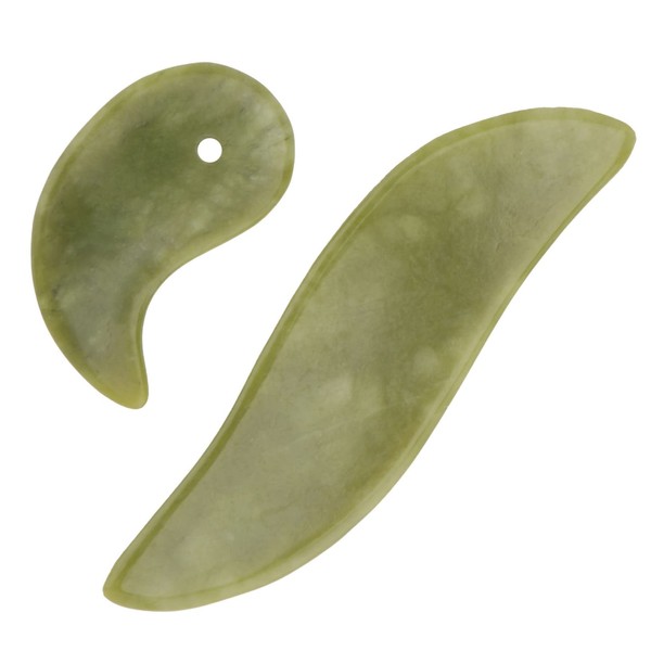TOVINANNA 2pcs Jade Scraping Board Hand Made Jade Guasha Board