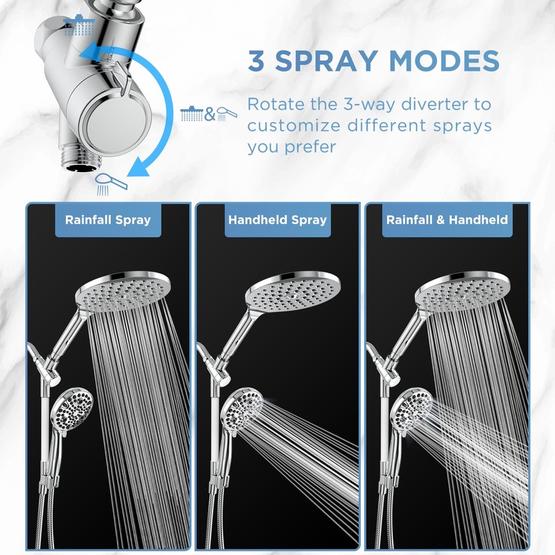 MakeFit Dual Handheld Shower Head Combo, 2-in-1 Rain Shower Heads