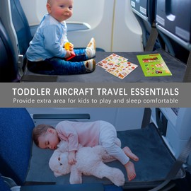 UNTREE Toddler Airplane Bed, Portable Kids Travel Essentials, Soft Airplane Seat Extender for Kids 1-4, Foot Rest for Flights (Grey)