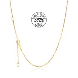 Silvora Women's Curb Chain 925 Silver Fine Silver Chain 1.1 mm/1.5 mm Wide Silver Chain Women's 925 without Pendant Link Chain Silver/Gold 41 cm/46 cm/51 cm/55 cm/61 cm Long for Women Girls, Sterling