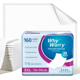 WhyWorry Extra Large Disposable Bed Pads 30" x 36", Super Absorbent Leakproof Incontinence Underpads for Surface Protection, Thick Quilted Chucks Pee Pads for Adults and Babies, 40 Count