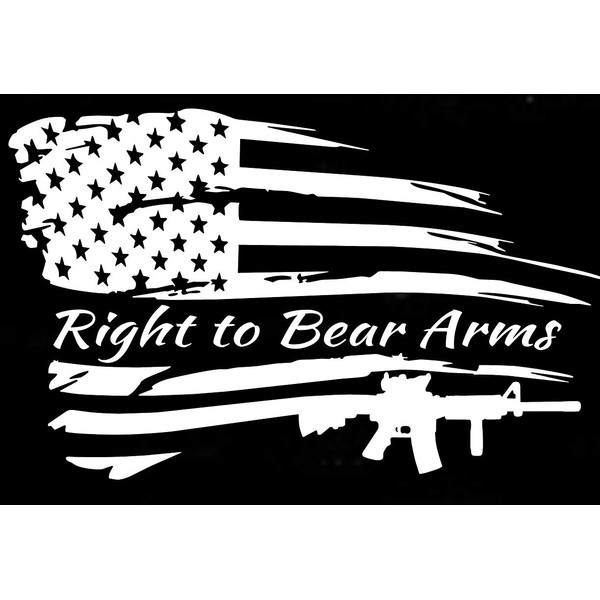 Distressed American Flag Right to Bear Arms Patriotic Vehicle Decal