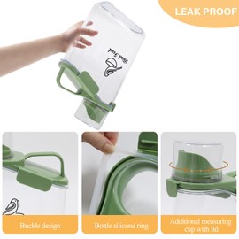 Geyecete Bird Seed Storage Container Portable-3 Qt/2.8 L Clear Plastic Airtight Wild bird Seed Dispenser food with Measuring Cup|BPA Free-Green