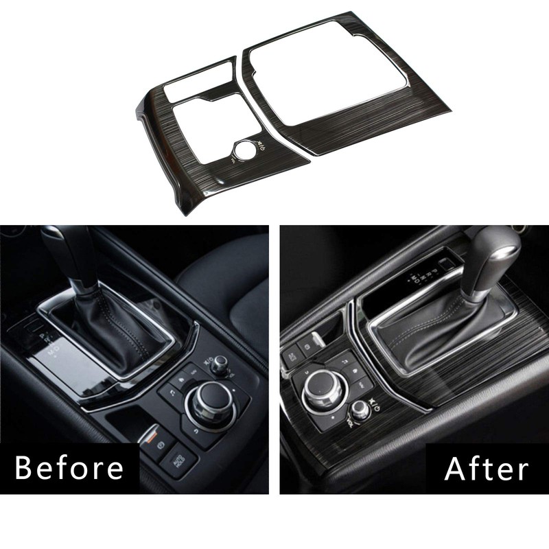 NewYall Black Titanium Interior Center Console Gear Shift Knob Panel