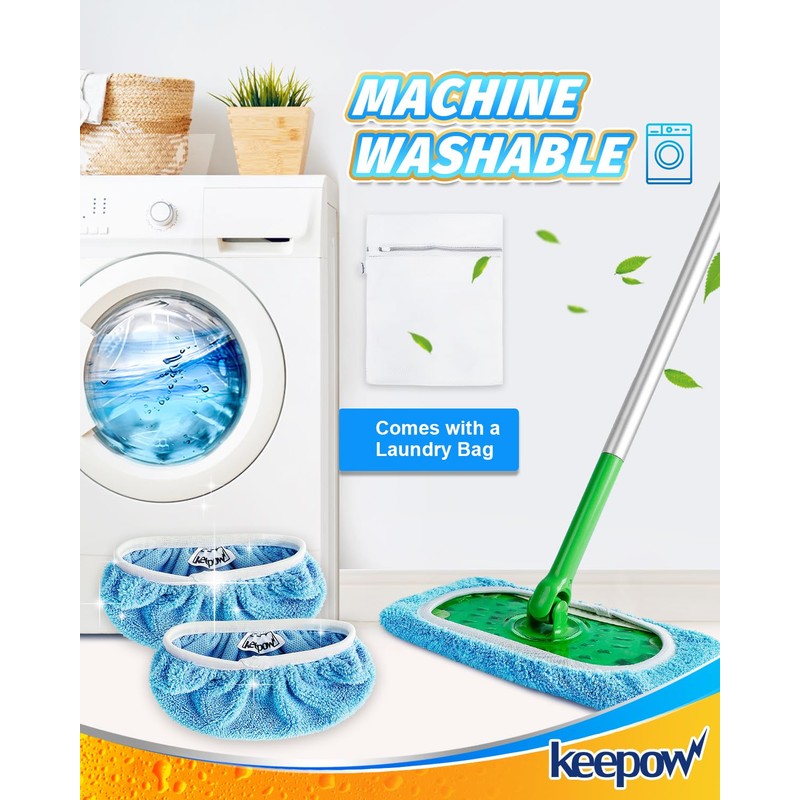 KEEPOW Reusable Microfibre Pads for Flash Speed Mop Refill Wipes,