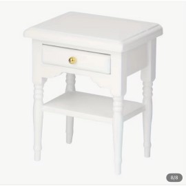 SET OF TWO 1:12 DOLLHOUSE Furniture WHITE WOOD Nightstand Drawer Bedside Table