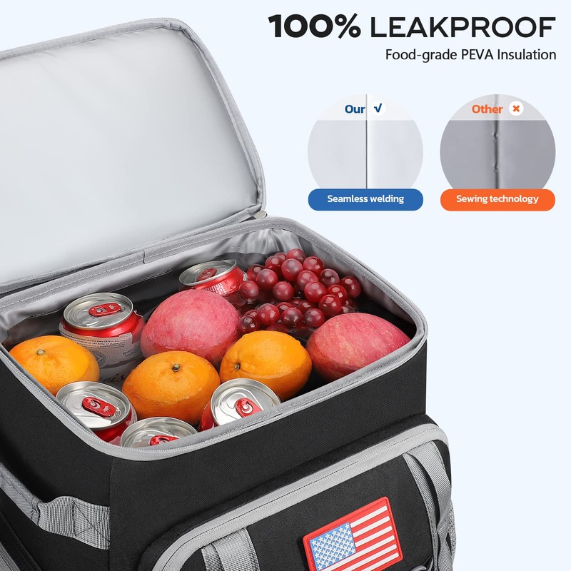 Maelstrom 36L Large Capacity Insulated Cooler Backpack, Black, 21" x