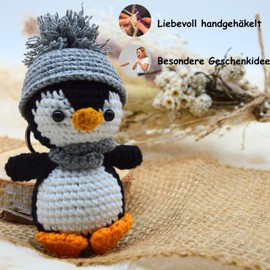 KEYSPACE Key Ring Penguin Pia - Cute Penguin Cuddly Toy Small - Cute Penguin Gift for Girlfriend - Special Gifts for Women - Special Gift Penguin Lovers, black