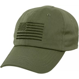 Rothco Tactical Operator Cap Embroidered USA Flag Military Contractor Hat with US Flag - Olive Drab