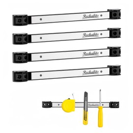 Rechabite 4 Pieces 12" Magnetic Tool Holder Strip, Stainless Steel Surface Tool Magnet Bar, Metal Tool Organizer Rack for Garage Organization, Easy To Install in Workshop, Mounting Screws Included
