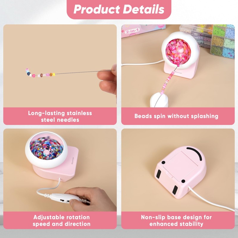 Myartype Clay Bead Spinner and Seed Bead Spinner, 2-in-1 Electric