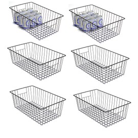 Nprohuge Freezer Organizer Bins, Upright Freezer Baskets for 16, 17, 21 cu.ft Standup Freezer, Durable Freezer Organizer Fully Use Space Improve Air Circulate, 6Pcs, Black
